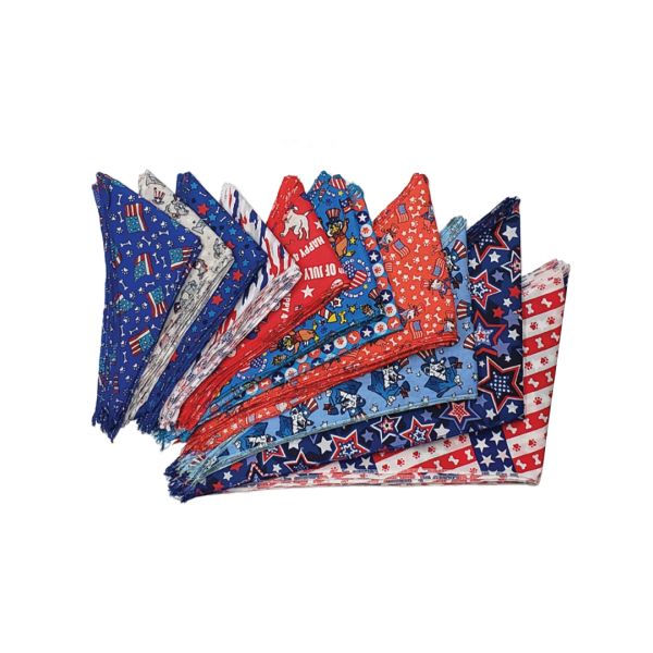 PKS5 60 Assorted PATRIOTIC Tieback Dog Grooming Bandanas Groomers Bulk Package