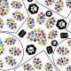 SQ3122 Colorful Paws Bandana, White 