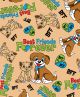 F7209 Best Friends Forever Doggie and Kitty Fabric, Brown