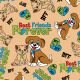 SQ3209 Best Friends Forever Doggie and Kitty Square, Brown