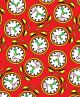 F7053 Stylish Doggie Clocks Fabric, Red