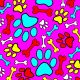 SQ3065 Paws & Bones Square Bandana Pink