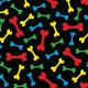 SQ3089 Colorful Dog Bones Square, Black