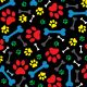 SQ3092 Pawprints And Bones Square, Black 