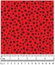 F7091 Black Pawprints Fabric, Red