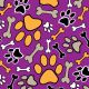 SQ3130 Paws & Bones Square Bandana, Purple