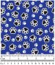 F7117  White & Black Paws Fabric, Blue 