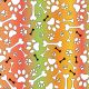 SQ3258 White Paws & Bones Bandana, Orange, Green