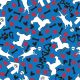 SQ3079 White Doggie Square Bandana, Blue
