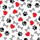 SQ3008 Hearts, Bones & Paws, White