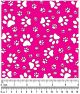F7111 Paws Fabric, Hot Pink